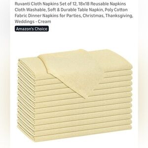 NEW IN PACKAGING - contemporary
12 Ruvanti Cream Cloth Formal 
Dinner Napkins
